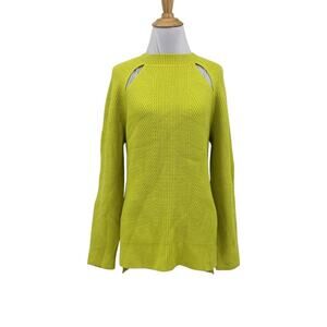 Express Sweater Womens S Small Wasabi Cutout Long Sleeve Drop Cut Hem Pullover